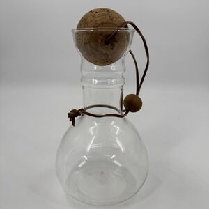 Pyrex Corning Clear Glass Wine Water Decanter Bottle Aerator Carafe & Cork 9"‎